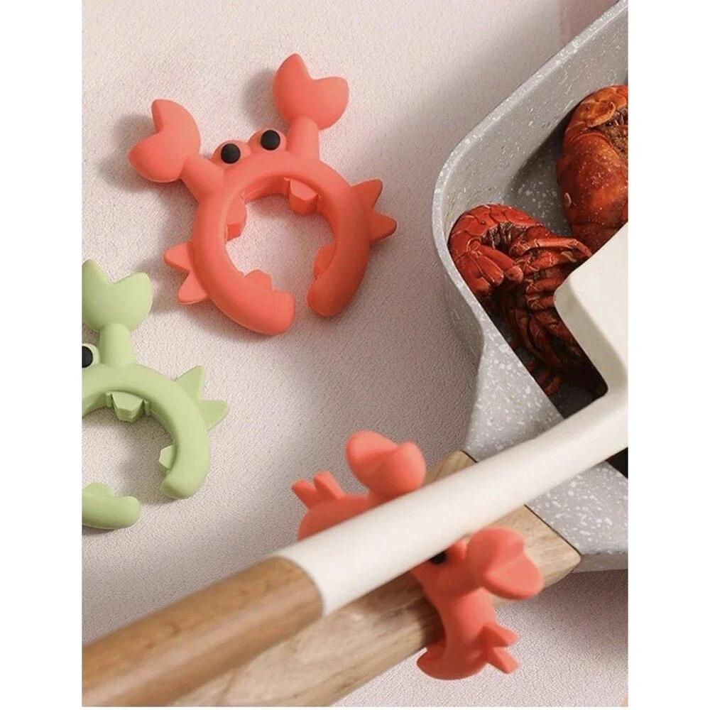 Set Of 2 Silicone Crab-Shaped Kitchen Utensil Holders